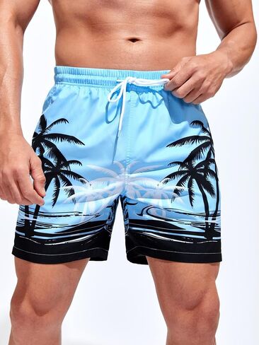 Floerns Men's Bathing Suit Leopard Print Drawstring Waist Swim Trunk Shorts in Saudi Arabia