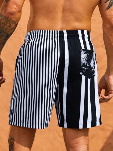 Floerns Men's Bathing Suit Leopard Print Drawstring Waist Swim Trunk Shorts in Saudi Arabia