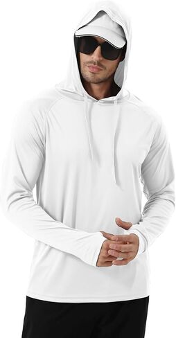 قميص Runcati الرجالي بعامل حماية من الأشعة فوق البنفسجية 50+ قميص Rash Guard هوديس بأكمام طويلة وقمصان سباحة وصيد الأسماك والجري in Saudi Arabia
