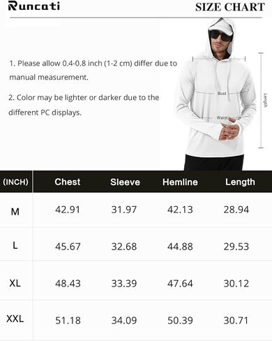 قميص Runcati الرجالي بعامل حماية من الأشعة فوق البنفسجية 50+ قميص Rash Guard هوديس بأكمام طويلة وقمصان سباحة وصيد الأسماك والجري in Saudi Arabia