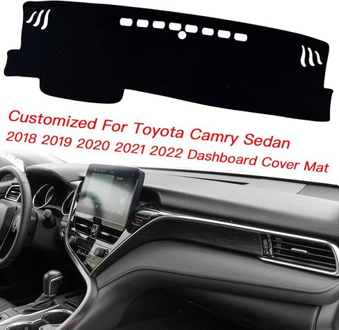 غطاء حصيرة لوحة القيادة لوحدة التحكم المركزية الداخلية المخصصة متوافق مع Toyota Camry Sedan 2018 2019 2020 2021 2022 ملحقات أغطية لوحة القيادة (زخرفة حمراء) in Kuwait