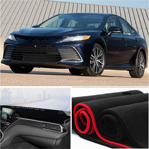 غطاء حصيرة لوحة القيادة لوحدة التحكم المركزية الداخلية المخصصة متوافق مع Toyota Camry Sedan 2018 2019 2020 2021 2022 ملحقات أغطية لوحة القيادة (زخرفة حمراء) in Kuwait