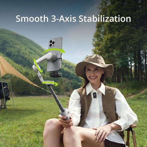 مثبت DJI Osmo Mobile 6 Gimbal للهواتف الذكية باللون الرمادي البلاتيني، تثبيت ثلاثي المحاور، قضيب تمديد مدمج، تتبع الأشياء، قابل للطي، حزمة تسجيل فيديو YouTube TikTok مع مجموعة ملحقات Deco Gear in Kuwait