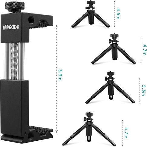 Phone Tripod, Metal Phone Holder with Extendable Lightweight Mini Stand, Universal Metal Adjustable Clamp for Video Recording, Selfies, Live Streaming, Compatible with Smartphone & Camera in Kuwait