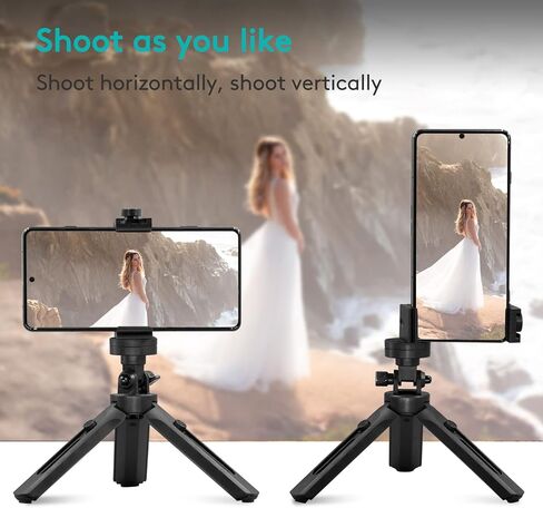 Phone Tripod, Metal Phone Holder with Extendable Lightweight Mini Stand, Universal Metal Adjustable Clamp for Video Recording, Selfies, Live Streaming, Compatible with Smartphone & Camera in Kuwait