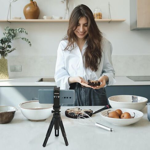 Phone Tripod, Metal Phone Holder with Extendable Lightweight Mini Stand, Universal Metal Adjustable Clamp for Video Recording, Selfies, Live Streaming, Compatible with Smartphone & Camera in Kuwait