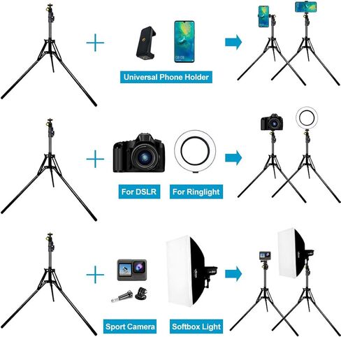 حامل ثلاثي عصا سيلفي، حامل ثلاثي للهاتف بكاميرا طويلة للغاية مقاس 78 بوصة قابل للتمديد مع جهاز تحكم عن بعد لاسلكي قابل للطي لكاميرا iPhone Android DSLR in Kuwait