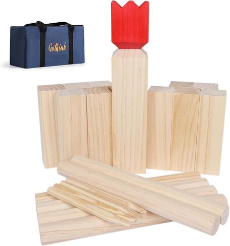 Kubb Yard Game Set - Fun, Interactive Outdoor Family Games for Adults and Kids, Durable Blocks with Travel Bag, Perfect for Backyards, Lawn, and Beach in Saudi Arabia