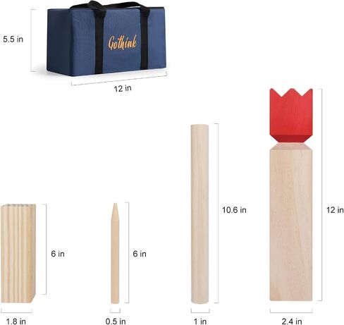 Kubb Yard Game Set - Fun, Interactive Outdoor Family Games for Adults and Kids, Durable Blocks with Travel Bag, Perfect for Backyards, Lawn, and Beach in Saudi Arabia