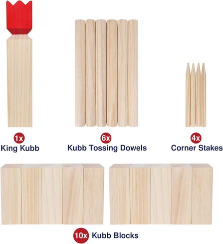 Kubb Yard Game Set - Fun, Interactive Outdoor Family Games for Adults and Kids, Durable Blocks with Travel Bag, Perfect for Backyards, Lawn, and Beach in Saudi Arabia