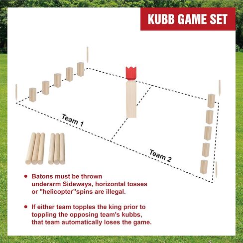 Kubb Yard Game Set - Fun, Interactive Outdoor Family Games for Adults and Kids, Durable Blocks with Travel Bag, Perfect for Backyards, Lawn, and Beach in Saudi Arabia
