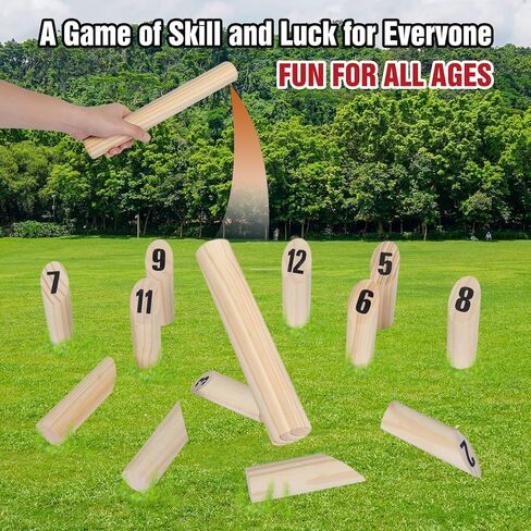 Kubb Yard Game Set - Fun, Interactive Outdoor Family Games for Adults and Kids, Durable Blocks with Travel Bag, Perfect for Backyards, Lawn, and Beach in Saudi Arabia