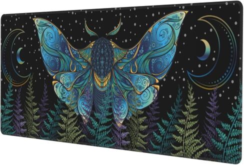 Death Star Moth Gaming Mouse Pad Black and Withe Butterfly Large Extended Non Slip Rubber Base Desk Mat Stitched Edge Keyboard Mat 31.5x11.8 Inch in Saudi Arabia