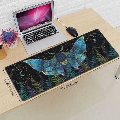 Death Star Moth Gaming Mouse Pad Black and Withe Butterfly Large Extended Non Slip Rubber Base Desk Mat Stitched Edge Keyboard Mat 31.5x11.8 Inch in Saudi Arabia