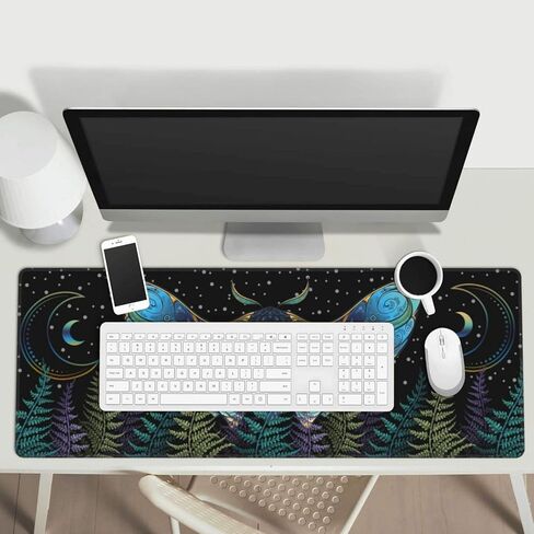 Death Star Moth Gaming Mouse Pad Black and Withe Butterfly Large Extended Non Slip Rubber Base Desk Mat Stitched Edge Keyboard Mat 31.5x11.8 Inch in Saudi Arabia