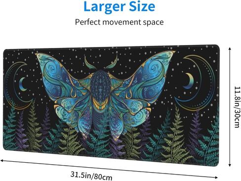 Death Star Moth Gaming Mouse Pad Black and Withe Butterfly Large Extended Non Slip Rubber Base Desk Mat Stitched Edge Keyboard Mat 31.5x11.8 Inch in Saudi Arabia