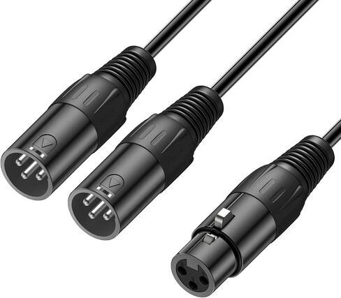 J&D XLR Splitter Cable, 3 Pin PVC Shelled 2 XLR Male to XLR Female Y Splitter Balanced Microphone Cable Adapter for Record Mixer AMP Limiter Speaker, 1.6 Feet in Saudi Arabia