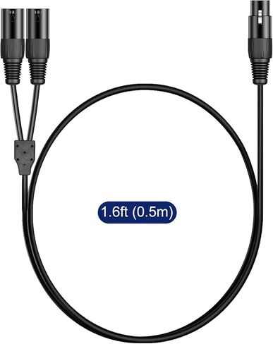 J&D XLR Splitter Cable, 3 Pin PVC Shelled 2 XLR Male to XLR Female Y Splitter Balanced Microphone Cable Adapter for Record Mixer AMP Limiter Speaker, 1.6 Feet in Saudi Arabia