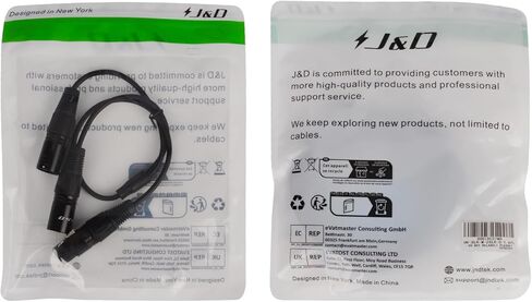 J&D XLR Splitter Cable, 3 Pin PVC Shelled 2 XLR Male to XLR Female Y Splitter Balanced Microphone Cable Adapter for Record Mixer AMP Limiter Speaker, 1.6 Feet in Saudi Arabia