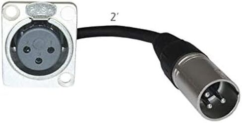2ft Pigtail: XLR Female Panel Mount to XLR Male Plug (Black) in Saudi Arabia