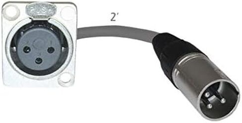 2ft Pigtail: XLR Female Panel Mount to XLR Male Plug (Black) in Saudi Arabia