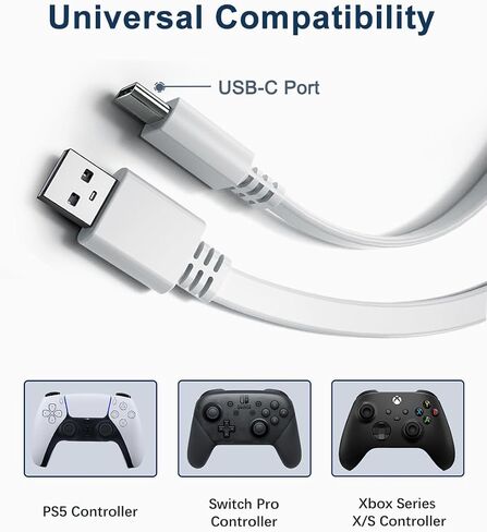 كابل شاحن Itramax USB A إلى USB C بطول 20 قدمًا (عبوتان)، سلك طاقة طويل مسطح من النوع A 2.0 إلى USBC متوافق مع PS5 / Playstation 5، سلسلة Xbox، وحدة تحكم Switch Pro، iPhone 15، Blink Outdoor 4 4th in Kuwait