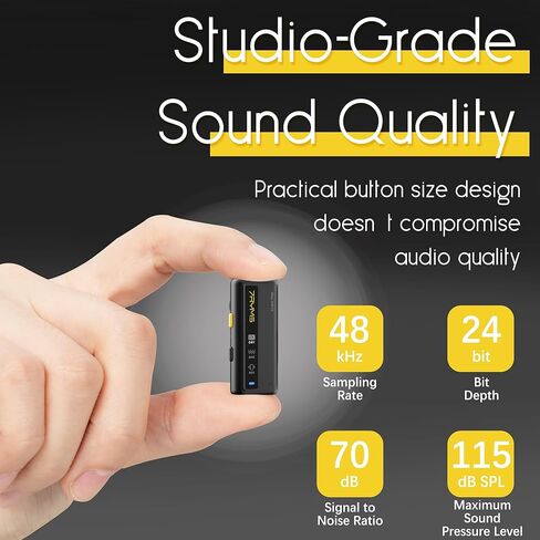 DW10 Wireless Lavalier Microphone Noise Cancellation 656FT Transmission Range Support Bluetooth Wireless Lapel Microphone for iPhone/Android/Camera/Live Streaming 15H Battery Life in Kuwait