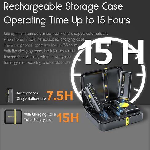 DW10 Wireless Lavalier Microphone Noise Cancellation 656FT Transmission Range Support Bluetooth Wireless Lapel Microphone for iPhone/Android/Camera/Live Streaming 15H Battery Life in Kuwait