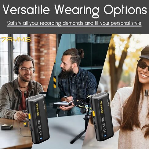 DW10 Wireless Lavalier Microphone Noise Cancellation 656FT Transmission Range Support Bluetooth Wireless Lapel Microphone for iPhone/Android/Camera/Live Streaming 15H Battery Life in Kuwait