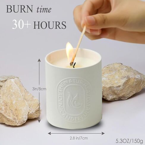 شمعة العلاج العطري الكلاسيكية من السيراميك - فول الصويا الطبيعي، 5 أونصة/150 جرام، حرق لمدة 30 ساعة - رائحة منزلية مثالية، هدايا رائعة للنساء (الحمضيات والجريب فروت) in Kuwait