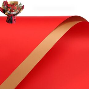 Double Sided Colorful Flower Gift Wrapping Paper - Waterproof, 20 Count DIY (Green+Gold)