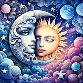 Ekuxom Sun and Moon Diamond Art Kits for Adults, 5D Diamond Painting Kits, Round Full Drill Diamond Dots Paintings Gem Crafts Wall Art Decor Gifts 12x12 inch