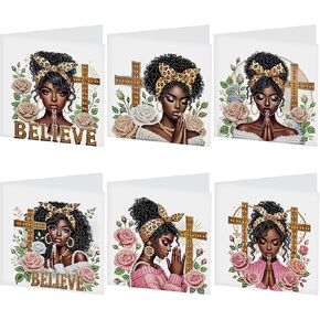 Focart Diamond Painting Greeting Card Kit, African Americans Special Shaped Diamonds Painting, DIY Handcraft for Relatives and Friends with Wishes,Unique Design Crafting for Birthday or Holiday Cards