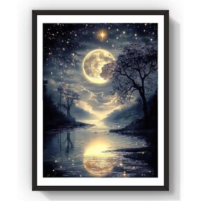 FILIGE 5D Diamond Art Kits for Adults 12x16inch Square Full Drill DIY Flower Landscape Gem Art Paint Crafts Home Wall Decor Holiday Gift for Beginners(Moonlit Serenity)