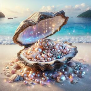 Huacan Diamond Painting Kits for Adults AB Drills Shell Art Kit DIY Pearl Picture Full Square Drill Paintings for Home Wall Decor 12 * 12 Inch