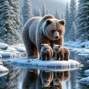 KTHOFCY 5D DIY Diamond Painting Kits for Adults, Bear Family in Snowy Full Drill Embroidery Cross Stitch Crystal Rhinestone Paintings Pictures Arts Wall Decor Painting Dots Kits 11.8X11.8 inch