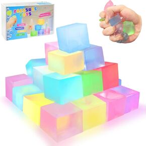 24 Pcs Fidget Stress Balls Bulk, Squeeze Sensory Toys, Mini Ice Cube Stress Balls Toy Age 5 to Adult Birthday Christmas