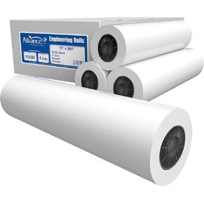 Alliance Wide Format Paper Rolls Bond Engineering (20lb | 4 Rolls, 15 In x 500 FT | 3" Core)
