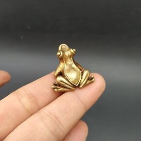 Miniature Frog Figurine, Brass Frog Figurines, Retro Frog Statue Ornament, Dollhouse Miniature Frog, Mini Micro Garden Landscaping Decoration