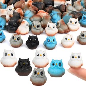 Weysat 100 Pcs Mini Resin Owls Miniature Figurines Tiny Resin Owls Garden Accessories Supplies Animals for Garden Micro Landscape Plant Pots Bonsai Craft Decor