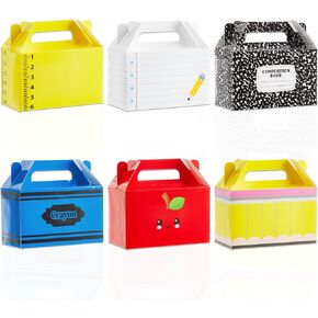24Pcs Back to School Gift Boxes First Day of School Party Treat Boxes Pencil Crayon Apple Goodie Candy Box Teacher Appreciation Party Favor for Student Preschool Kindergarten Classroom Decorations