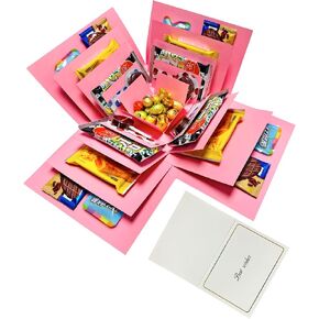 Hryan 5 Layer Gift Box, Multi Layered Explosion Photo DIY Box, Creative Surprise Picture Gift for Important Days and Holidays. (PINK)