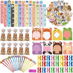 Stationery Party Favors for Kids - 24 Pack School Stationery Return Gifts for Birthday Party, Goodie Bags Stuffers with Stationery Pencils Erasers Stickers, Classroom Gifts for Students Rewards Prizes