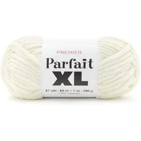 Premier Yarns Parfait XL Yarn, Ideal Yarn for Crocheting and Knitting, Jumbo Yarn, Made of 100% Polyester, Cream, 7 oz, 87 Yards