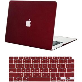 New Hard Shell Plastic Clip Case for MacBook Air 13" M1 (2020-2021) and MWT (2018-2019) Laptop Computer with Matching Color Keyboard Cover (Models A2337 A2179 A1932) (Dark Red)