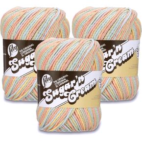 Lily Super Size Ombre Buttercream Yarn - 3 Pack of 85g/3oz - 100% Cotton - #4 Worsted (Medium) - 143 Yards - Knitting/Crochet