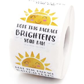 Muminglong 1.5 Inch Hope This Package Brightens Your Day Sun Sticker,Thank You Sticker,Small Shop Sticker, Small Business, Handmade Sticker,Packaging Sticker, 500 PCS