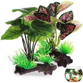 Milisten 2Pcs Fish Tank Plants Plastic, Fish Tank Decorations, Fish Tank Artificial Plants, Aquarium Decorations Fish Tank Accessories, Mini Fish Tank Plants Goldfish Hides