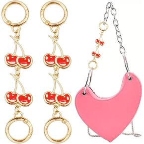 2 PACK Cherry Purse Strap Extender Bag Chain, Handbag Strap, Gold Cute Bag Extender Chain Cherry Purse Chain Replacement Accessories for Crossbody Bag Clutch Bag