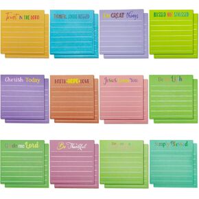 24 Pack 720 Sheets Bible Verses Sticky Notes Post It Inspirational Scripture Quotes,3 x 3 Inch Christian Motivational Positive Memo Pads Mini Notepads with Lines,Religious Office & School Supplies